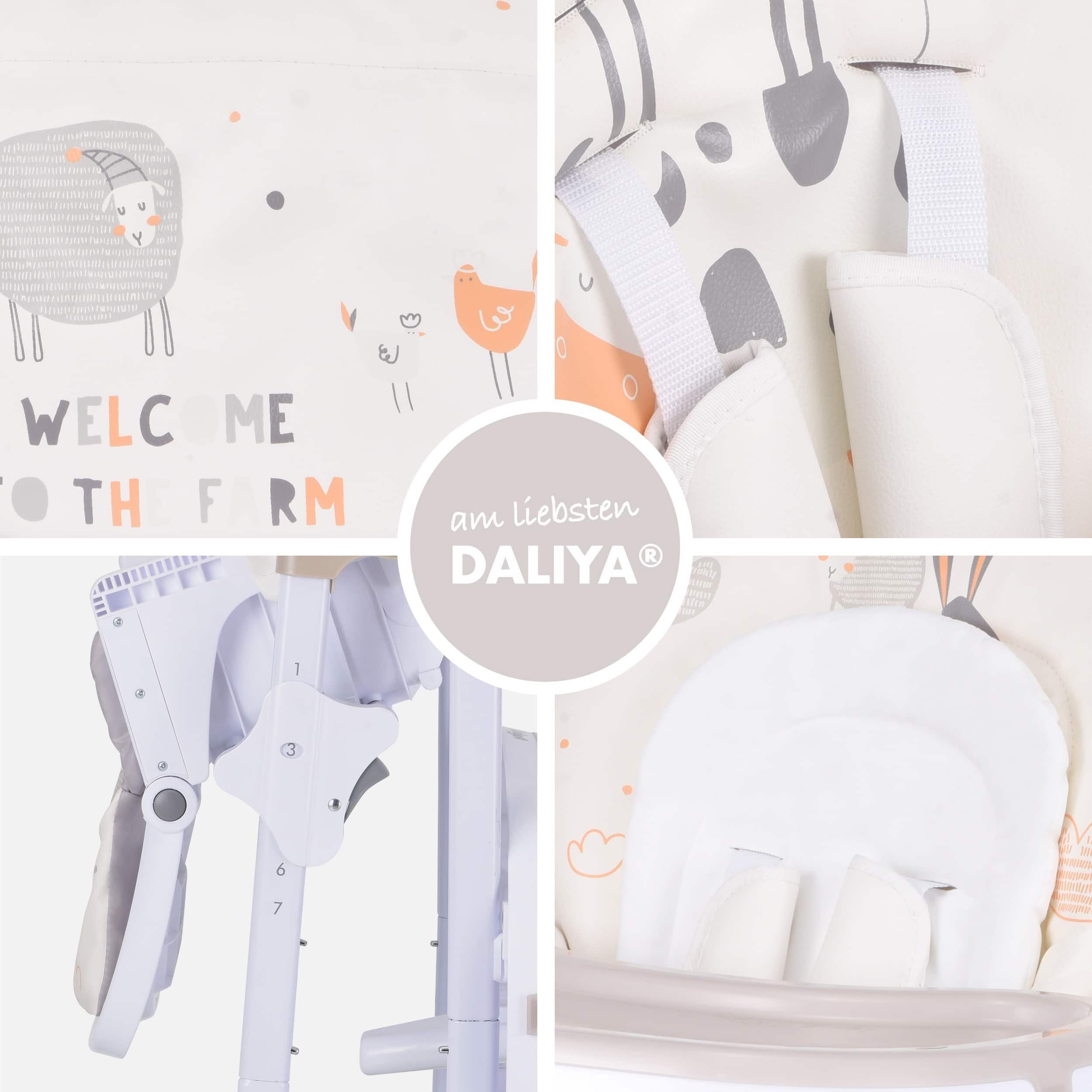 Daliya® Hochstuhl SITONMI 3in1 Kinderhochstuhl & Babyliege, extra breite Rückenlehne (Set, 7 St), Babyliege, 0-4 Jahre, breite Rückenlehne, Tablett, Korb, Platz – Bild 5 von 5