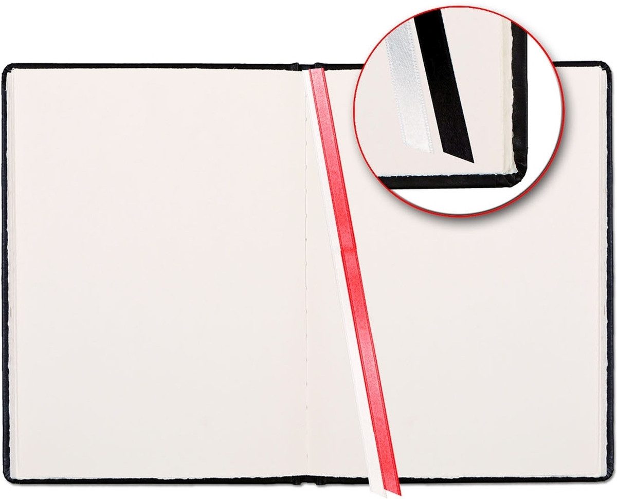 GÜSS Kalender Notizbuch Gästebuch A4 Leder schwarz 30 Seiten Büttenpapier