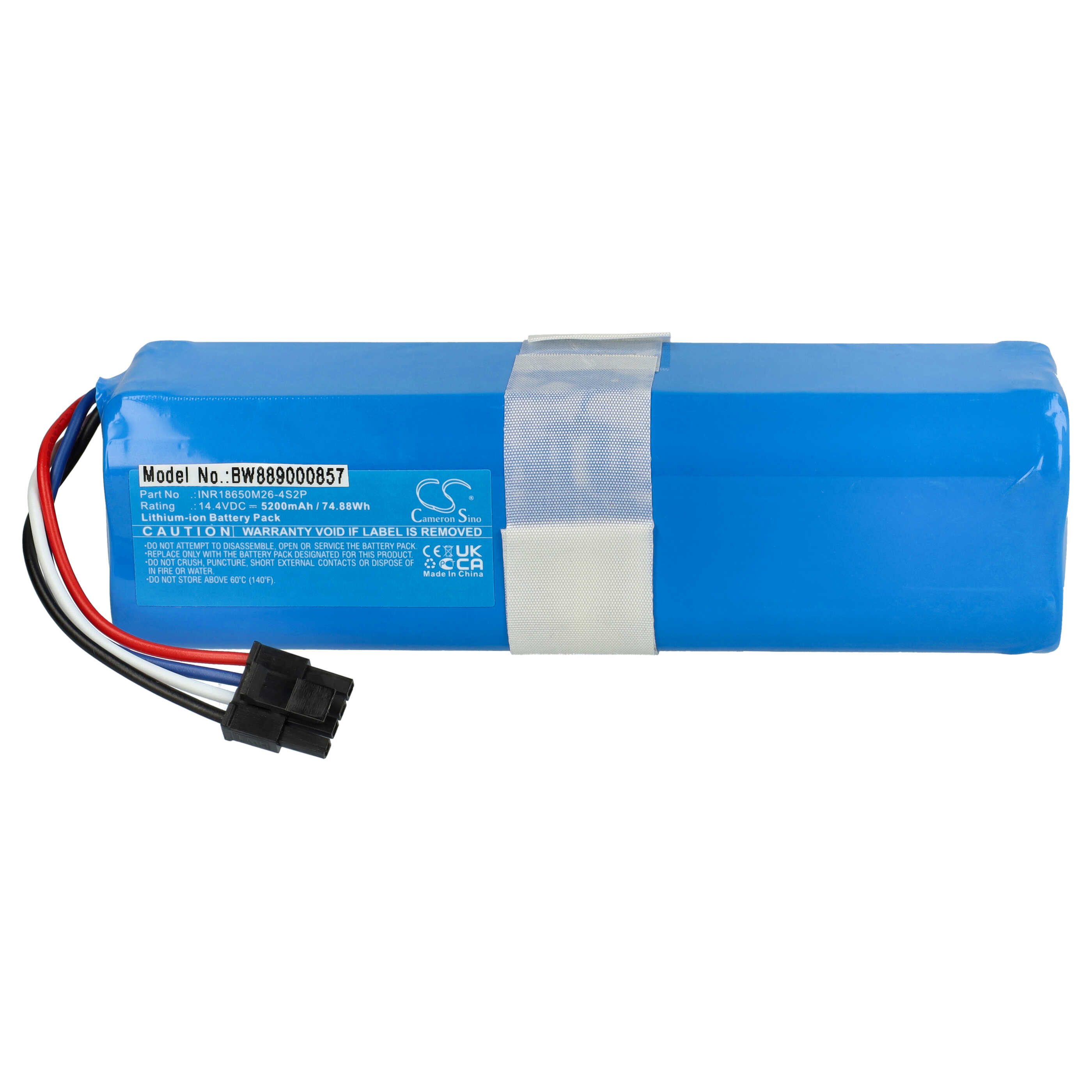vhbw Akku passend für 360 X90, S6 Pro, S9, X95 Staubsauger / Saugroboter Staubsauger-Akku Akku Li-Ion 5200 mAh (14,4 V, 1 St), Leistungsfähiger Austausch-Akku für Ihren Saugroboter