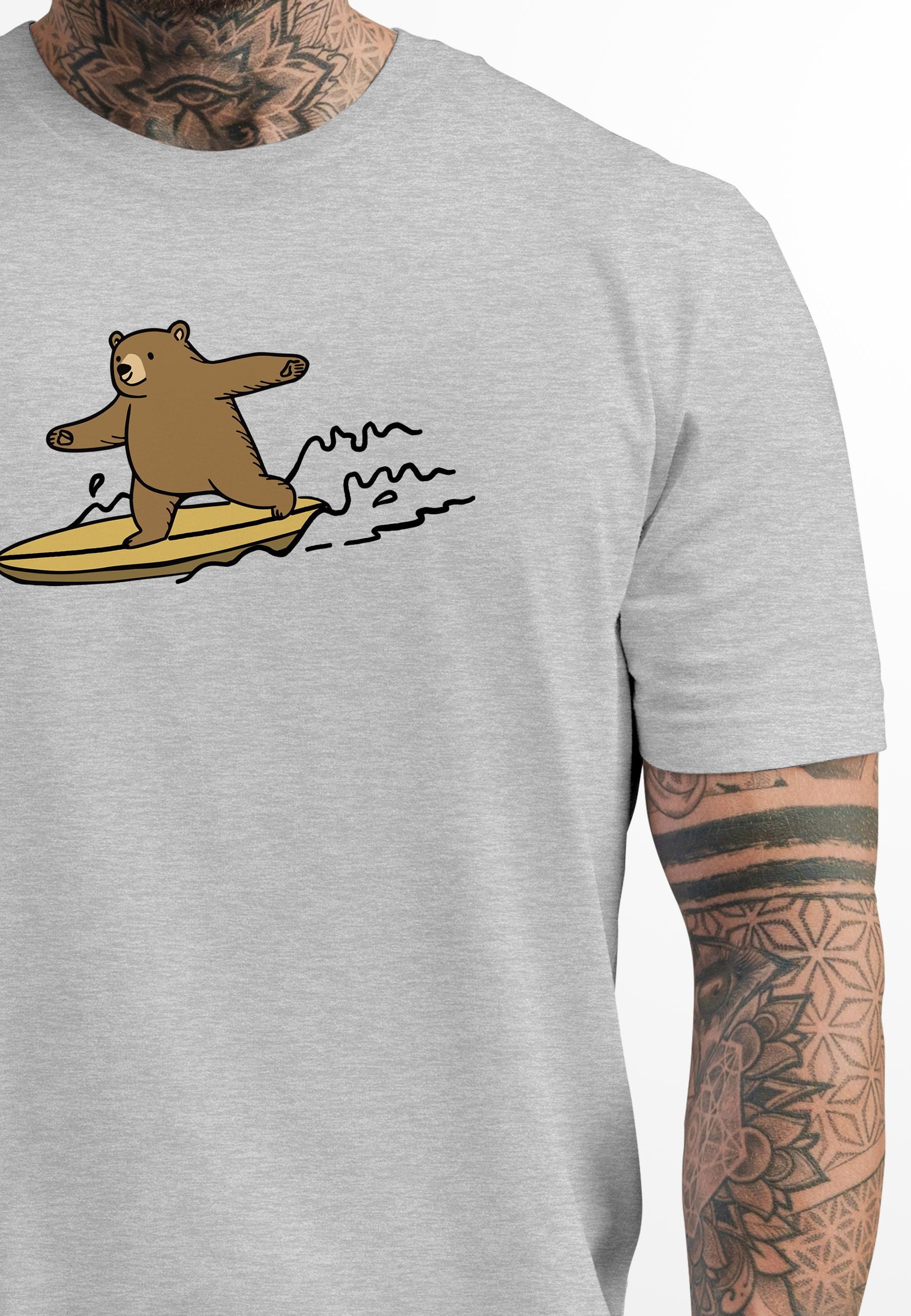 Neverless Print-Shirt Herren T-Shirt Bär Print Surfer Surfboard Sommer Prin günstig online kaufen