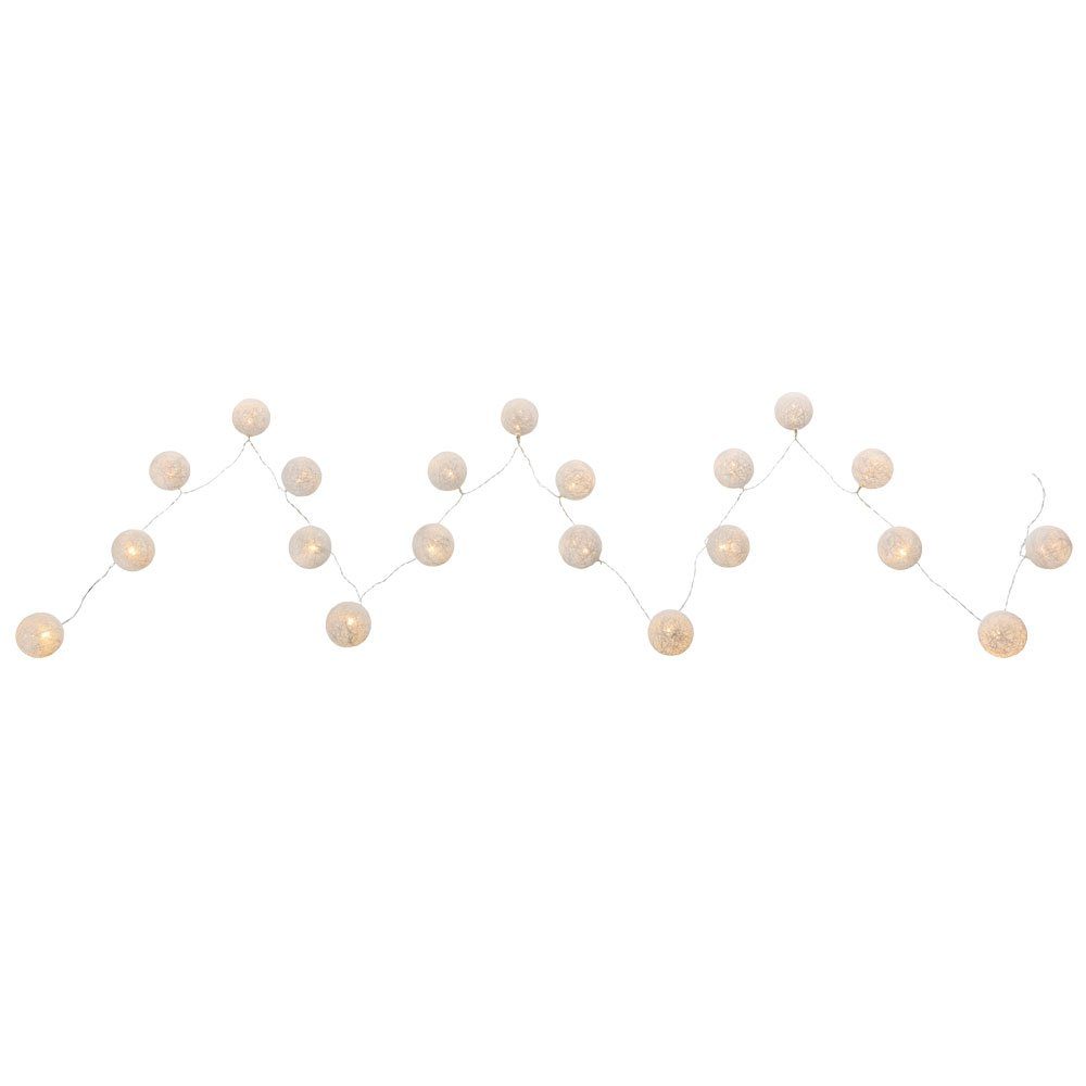 GLOBO LIGHTING Dekolicht, LED-Leuchtmittel fest verbaut, Warmweiß, 20er LED Lichterkette Geflecht Kugel Weihnachts Lampen Baumwolle X-MAS
