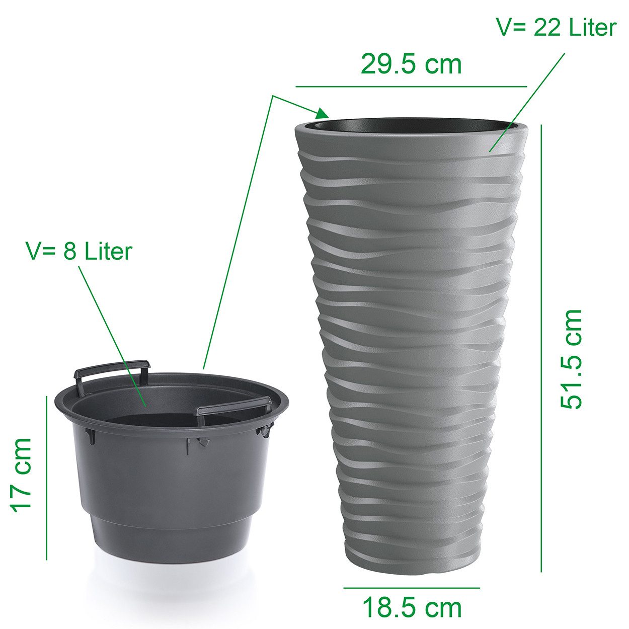 KAGM Pflanzkübel Blumenkübel Pflanzgefäß Wellen-Design 3D-Effekt günstig online kaufen