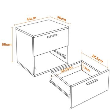 Yaheetech Nachtkonsole Nachttisch Beistelltisch, mit 2 Schubladen, 55cm hoch