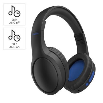 Hama Bluetooth®Kopfhörer kabellos, Over-Ear, integriertes Mikrofon Bluetooth-Kopfhörer (Active Noise Cancelling (ANC), Geräuschisolierung, Google Assistant, Siri, A2DP Bluetooth, AVRCP Bluetooth, HFP, Aktive Geräuschreduzierung, Siri und Google Assistant, faltbar)