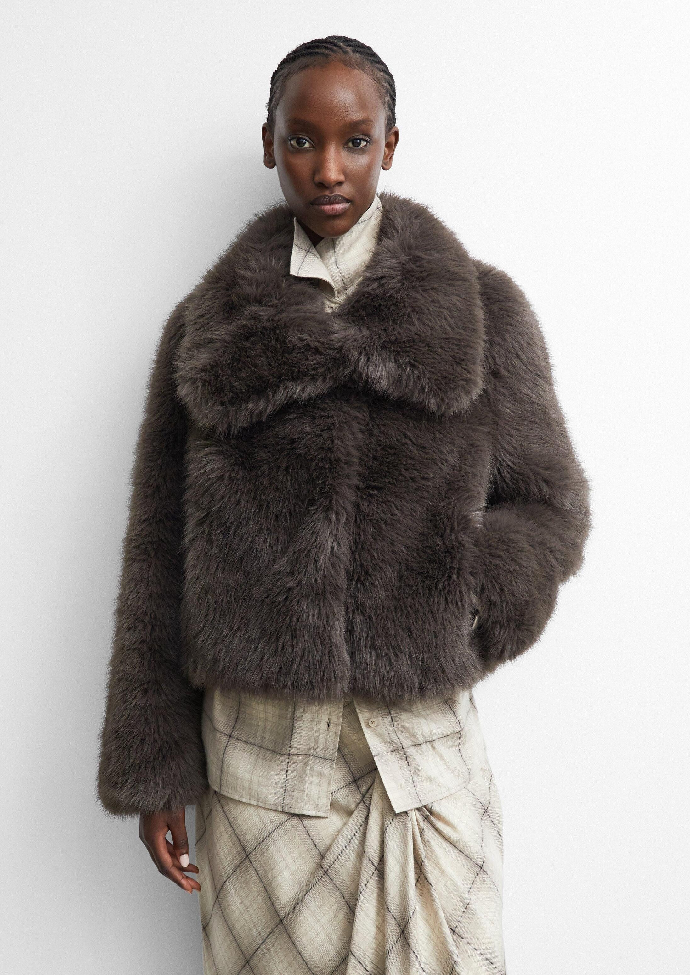 comma Winterjacke Outdoor-Jacke Statement Fake-Fur-Jacke