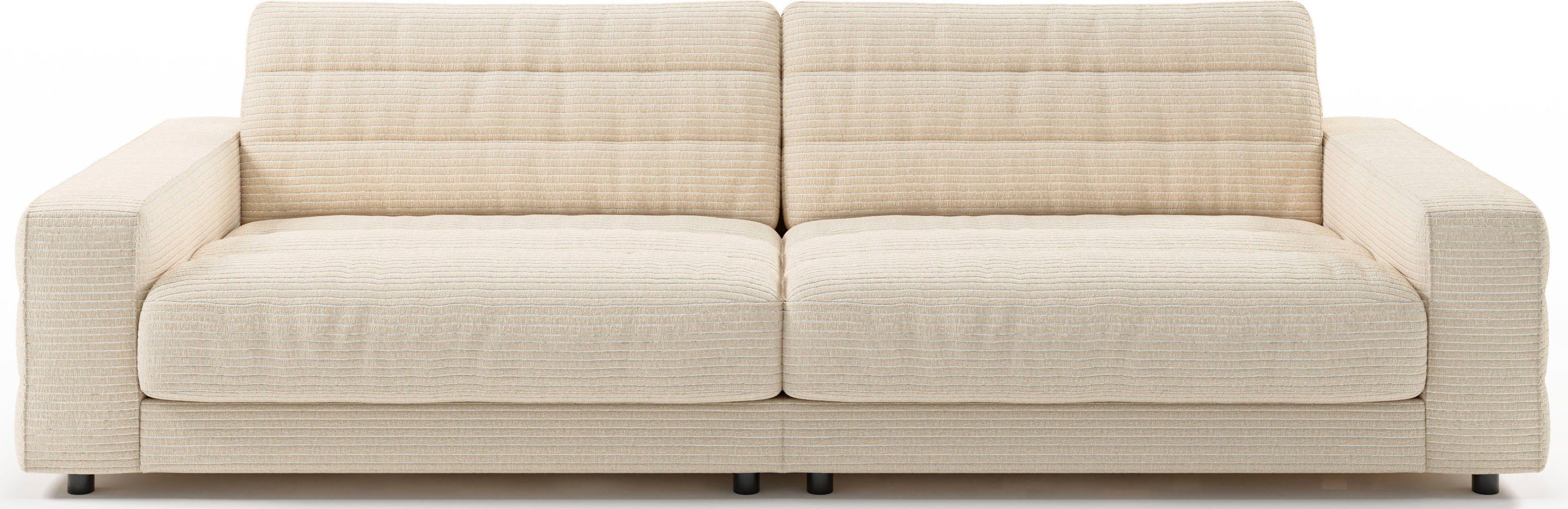 3C Candy Big-Sofa Stripes, Lose Rückenkissen, mit feiner Quersteppung natur