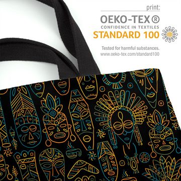 VOID Henkeltasche (1-tlg), Masken Ethno Indigen Krieger Afrika Afrika Blumen Ornamente Ethno Saf