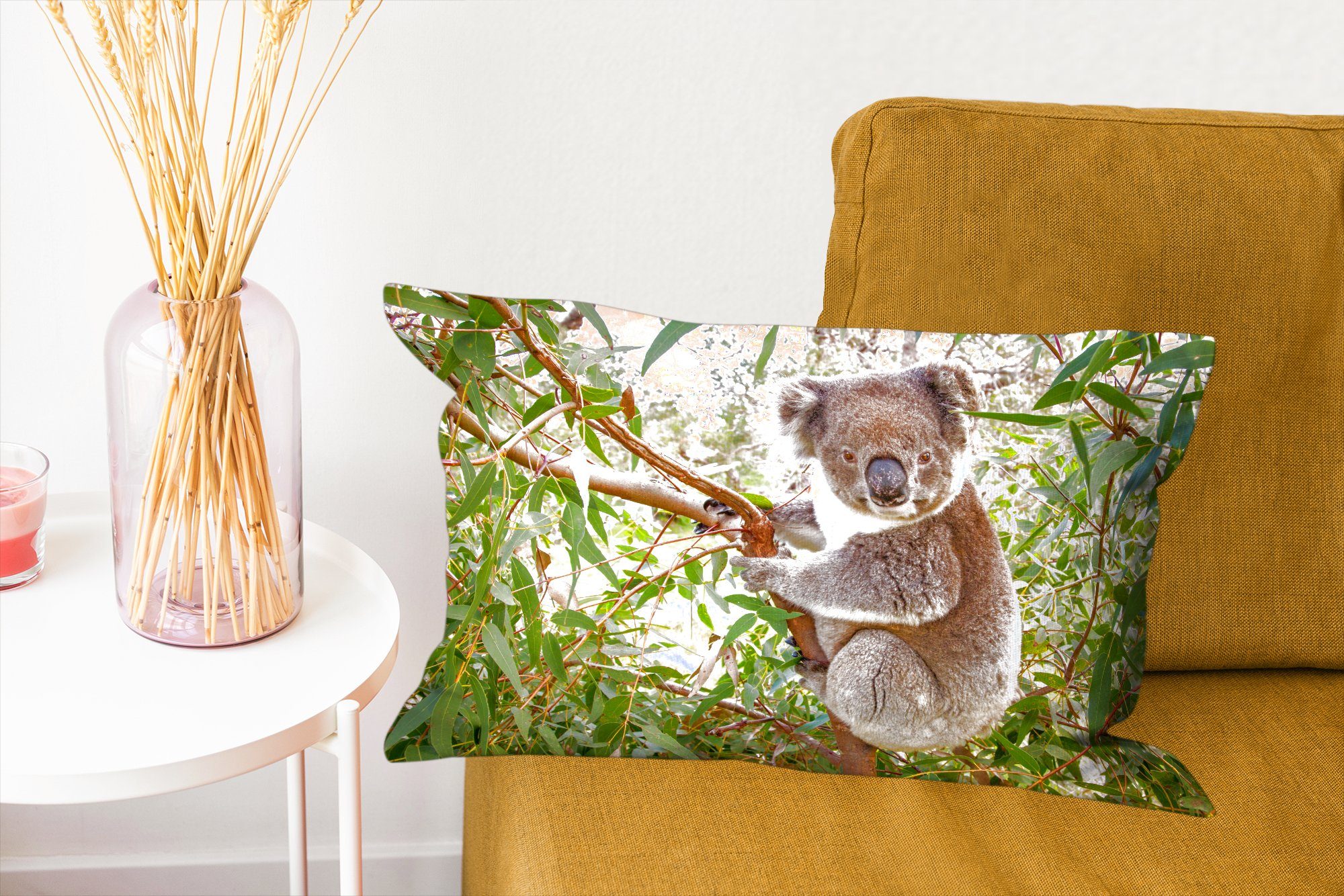 Wohzimmer Mädchen, Kinder Dekokissen Koala - Jungen Schlafzimmer MuchoWow - - - Dekoration, Füllung, Dekokissen mit Zierkissen, Blätter