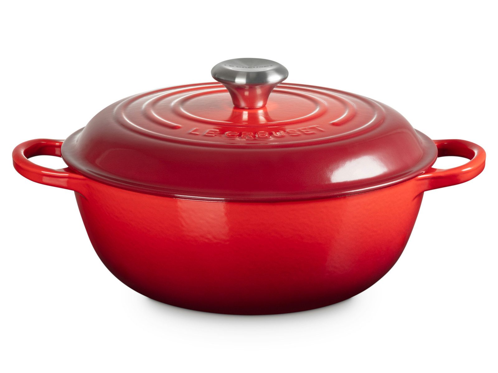 LE CREUSET Кастрюли жаровни Stew Pot Signature rund kirschrot 26cm, Emailliertes Gusseisen