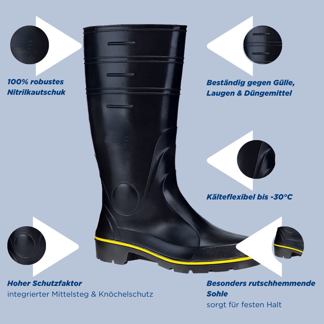 SCHEIBLER WORKWEAR Nitril Regenstiefel Hoch Gummistiefel Wasserdicht, windd günstig online kaufen