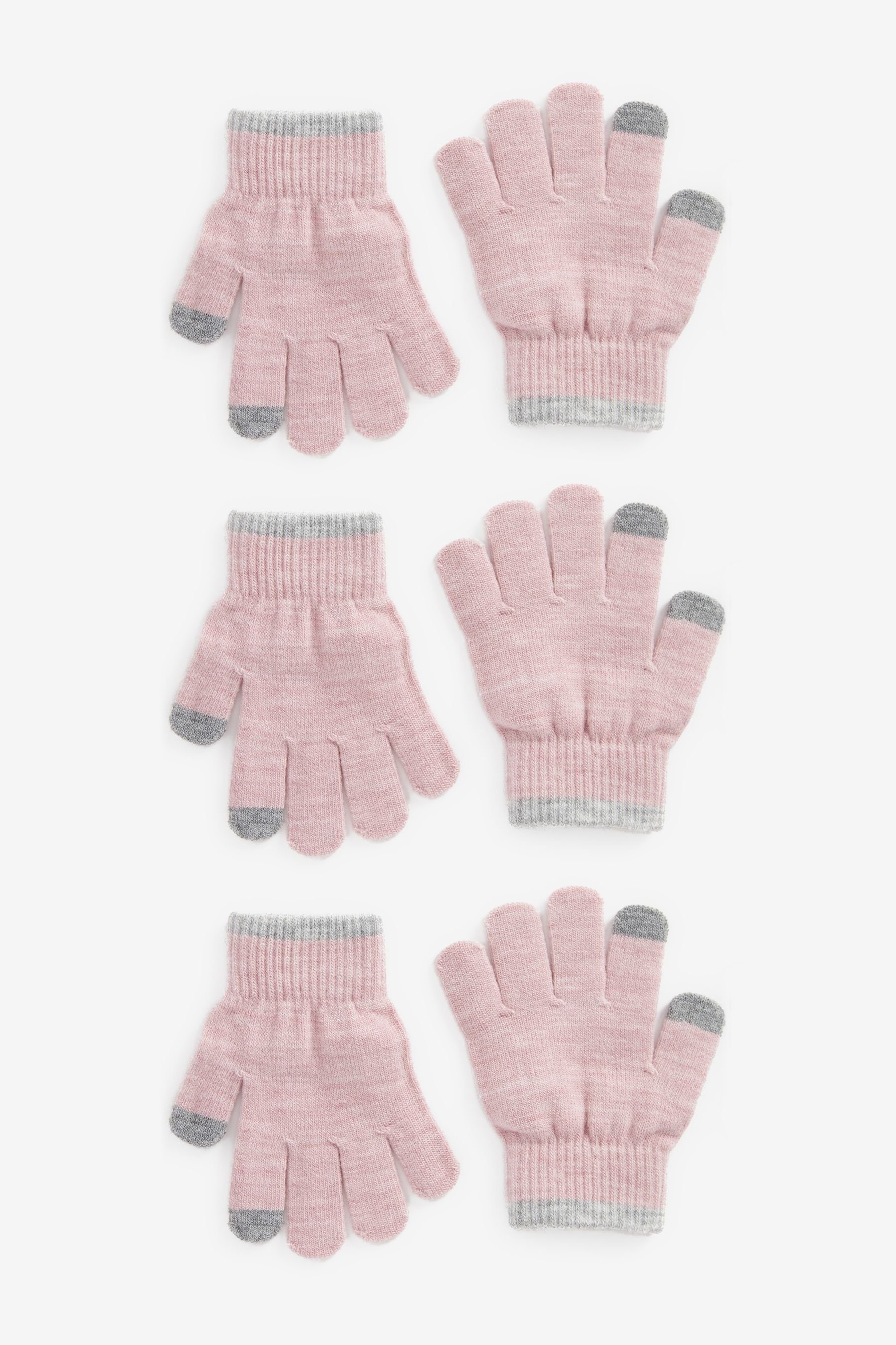 Next Strickhandschuhe 3er-Pack Pink Magic Touch-Tip-Handschuhe