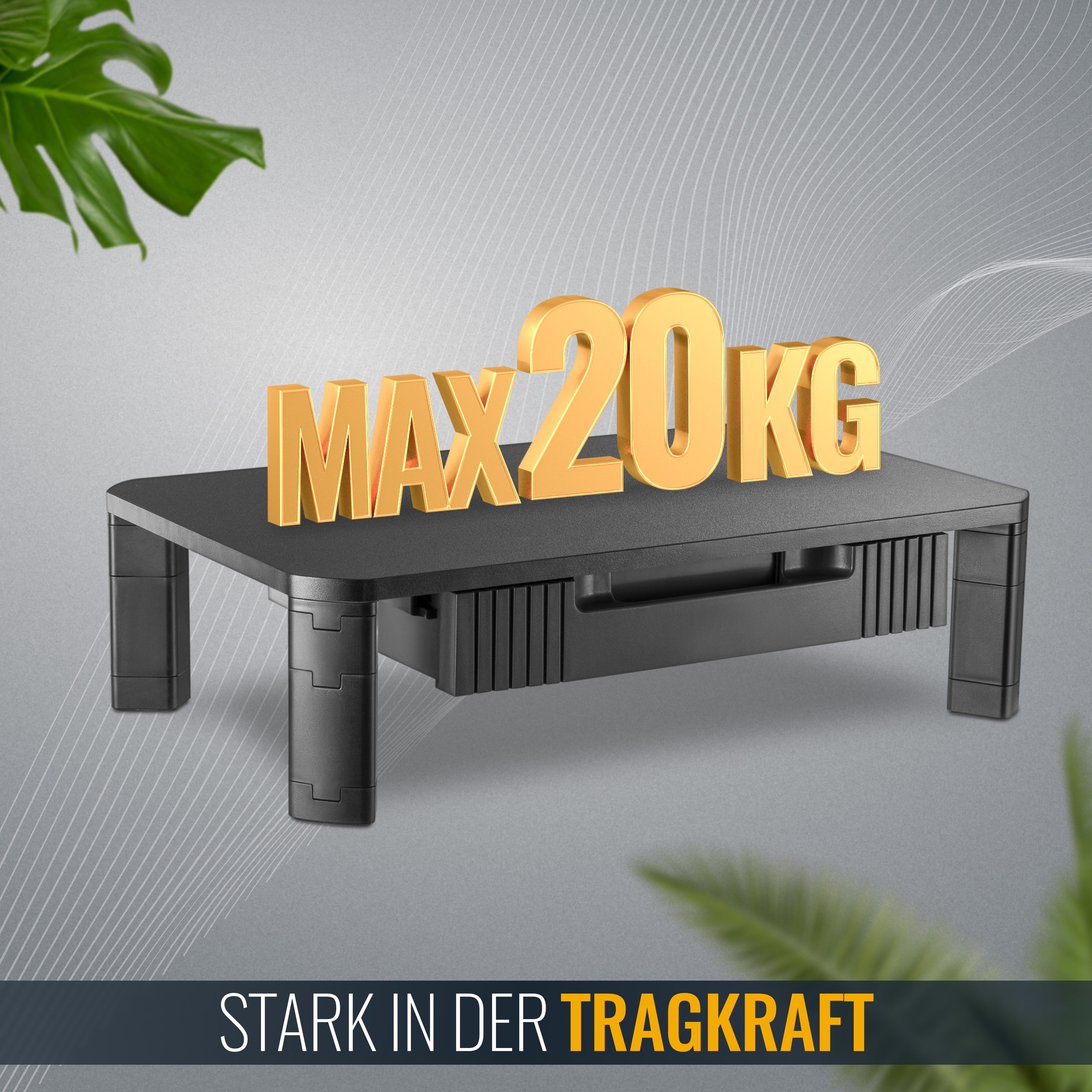 RICOO Desk Organizer Multi-Purpose Shelf Printer Table Organizer with Wheels Drawer Modular WM9, (1 pc., Monitor Stand Monitor Riser with 1 Level with 20 kg Load Capacity), Side Table Rolling Shelf Mobile Trolley Universal Printer Cart