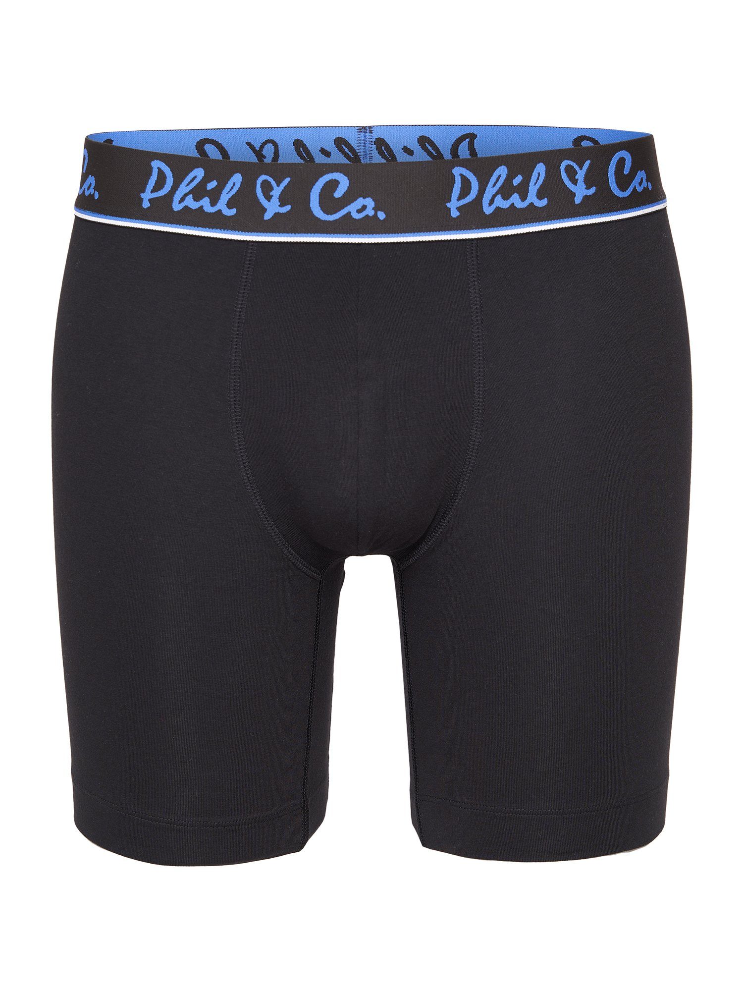 Phil & Co. Langer Unterhose Long (3-St) Boxer Retro-Shorts Jersey black Boxer Boxer-Brief blue