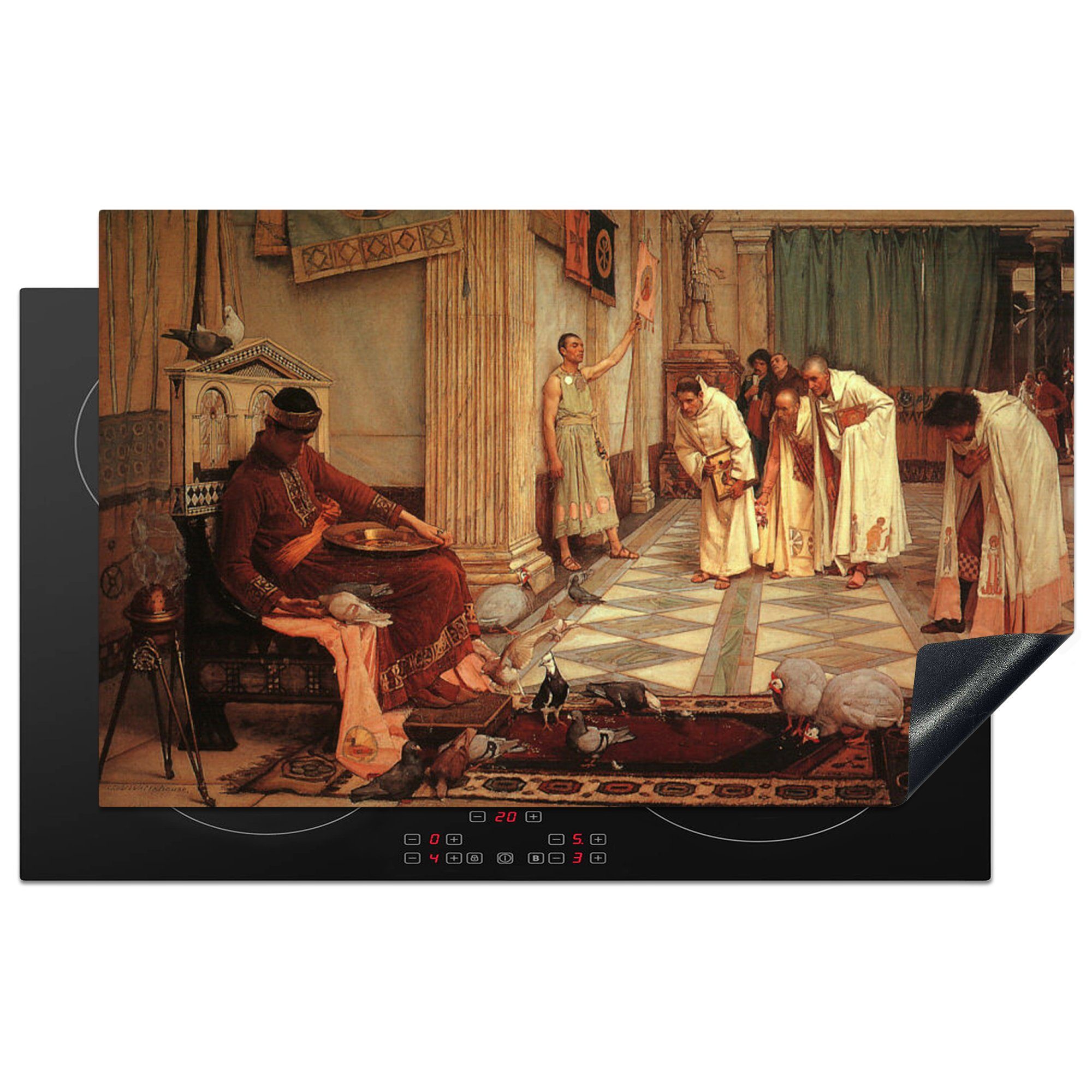 MuchoWow Herdblende-/Abdeckplatte Die Lieblinge des Kaisers Honorius - Gemälde von John William, Vinyl, (1 tlg), 83x51 cm, Ceranfeldabdeckung, Arbeitsplatte für küche