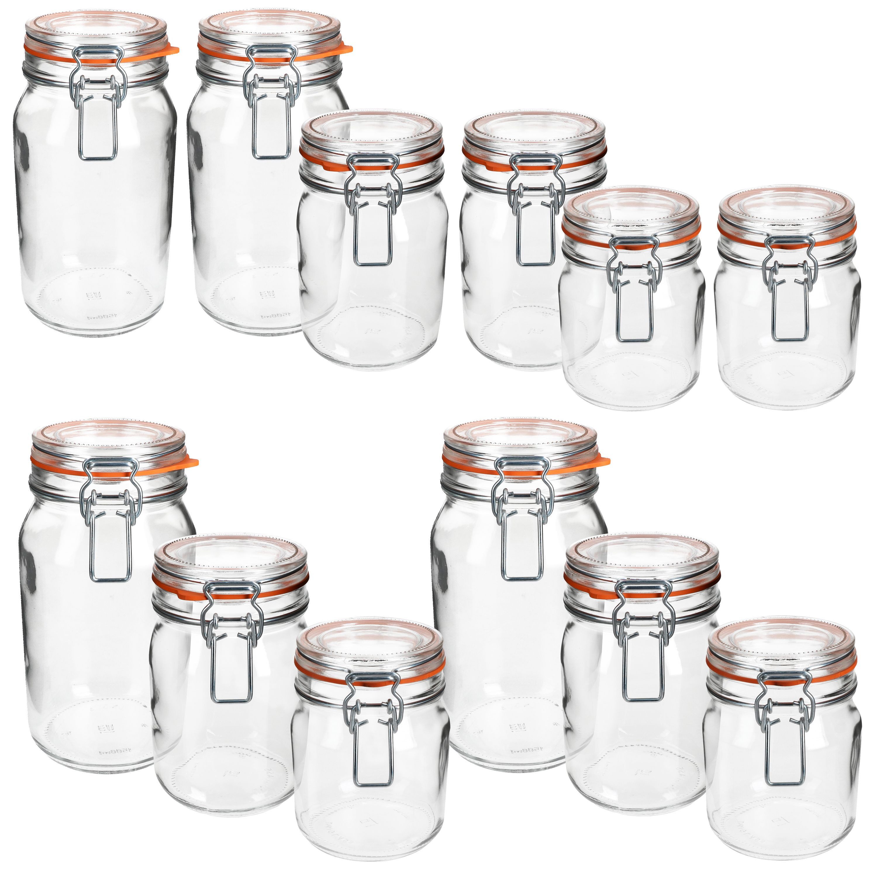 MamboCat Vorratsglas 12er Set Odin Einmachglas 1,5L 1L 0,75L Bügelverschluss, Glas – Bild 2 von 5