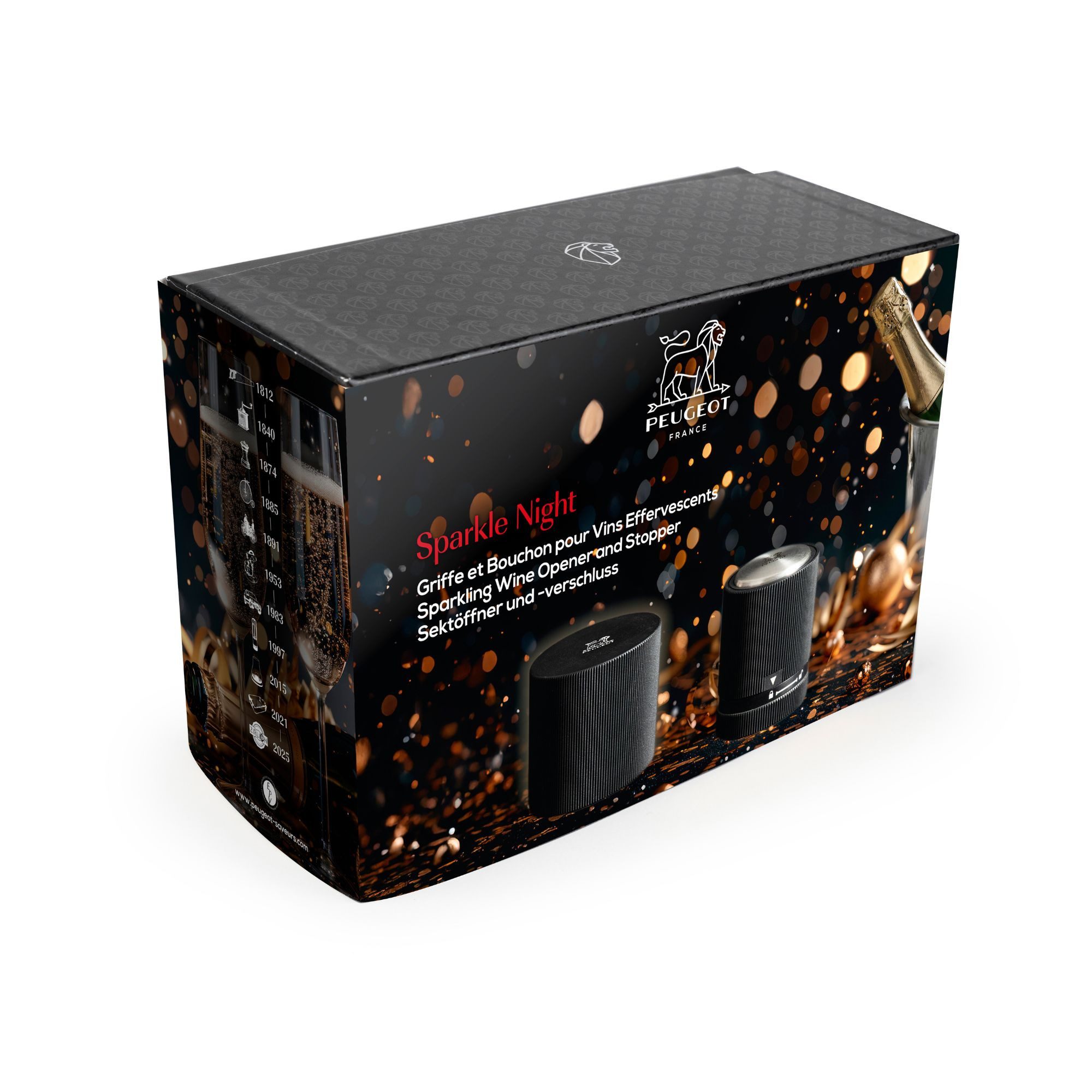 PEUGEOT Sommelier-Set Geschenkset SPARKLE NIGHT Sektöffner Sektverschluss Kapselschneider