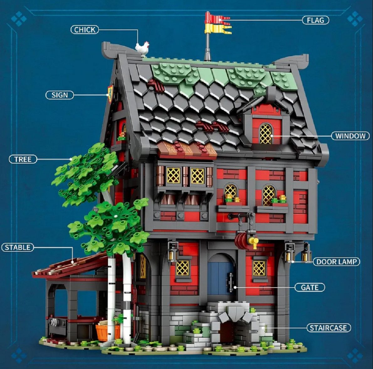 Reobrix 66017 Mittelalterliche Taverne Konstruktions-Spielset, (3214 St) – Bild 4 von 5
