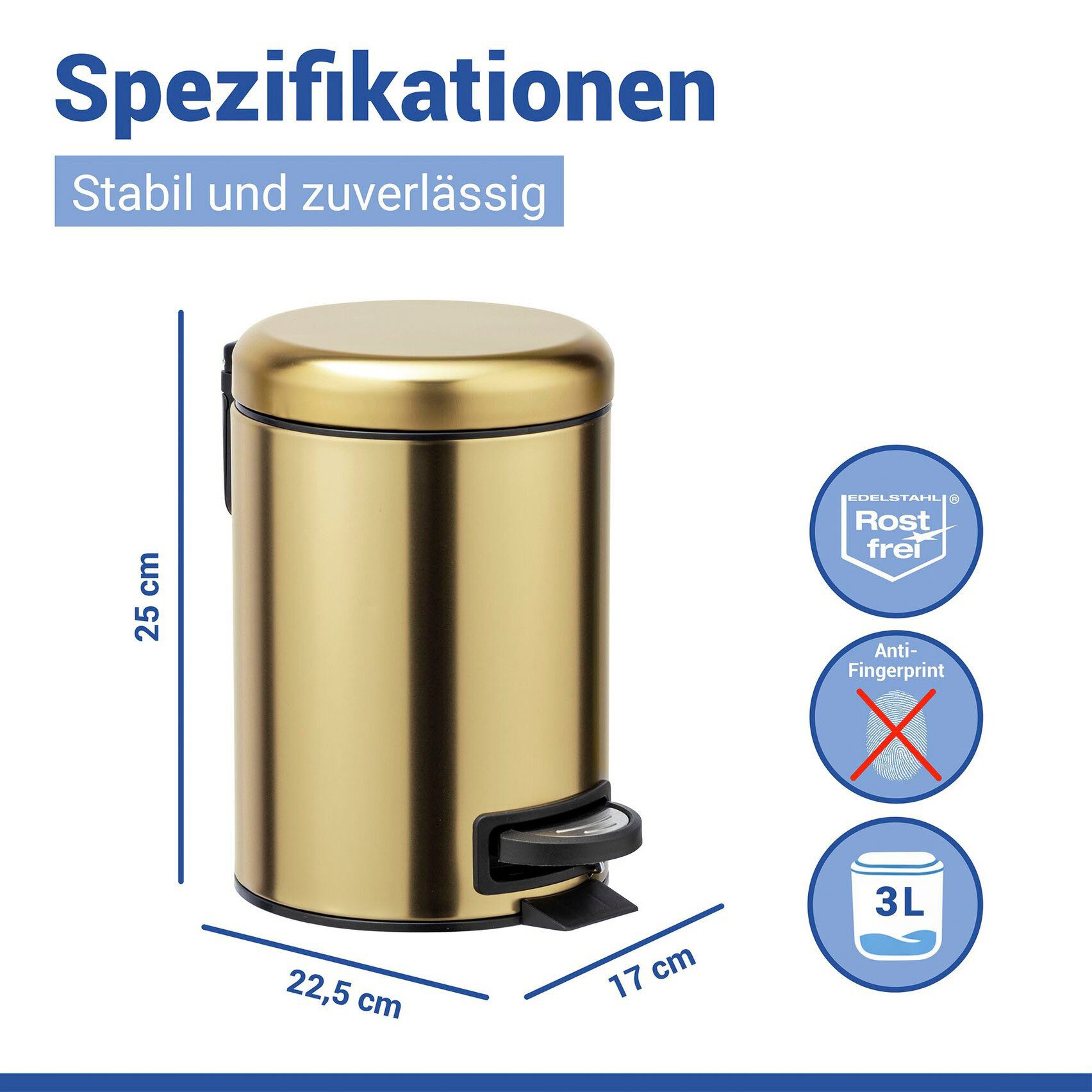 WENKO Kosmetikeimer Leman, 3 Liter, BxTxH: 17x25x22,5 cm