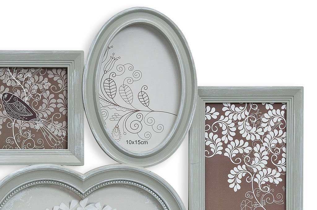 Levandeo® Bilderrahmen Collage, Fotorahmen Bilderrahmen 49x50cm Herz Grau 8 günstig online kaufen