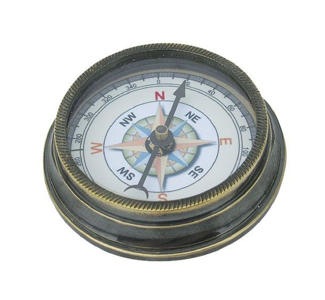 Linoows Dekoobjekt Kompass, Tischkompass, maritimer Kartentisch Kompass, Reproduktion