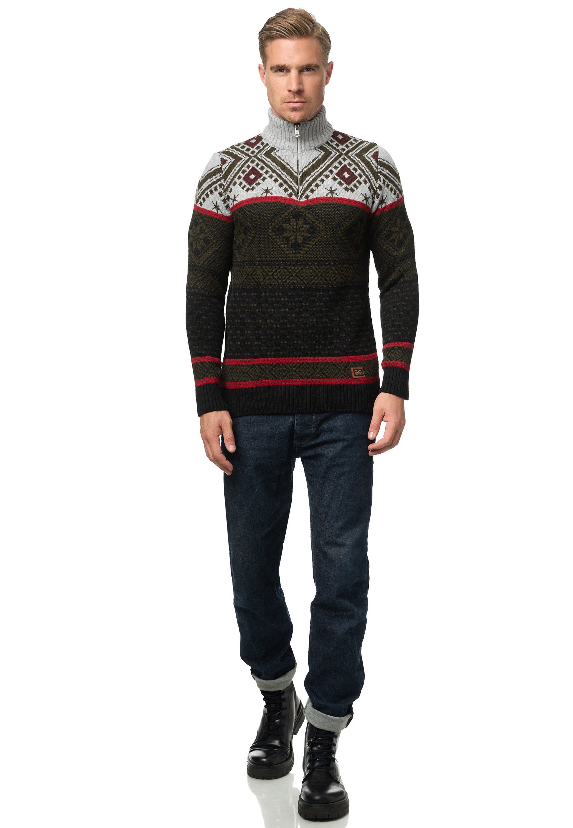Rusty Neal Strickpullover mit winterlichem Muster günstig online kaufen