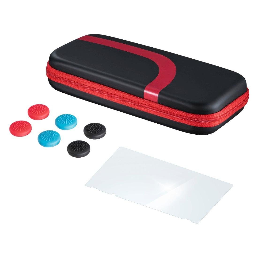 Nintendo Switch, Hama für Nintendo Zubehör Set(Tasche,Schutzglas,Control-Aufsätze) Schw/Rot