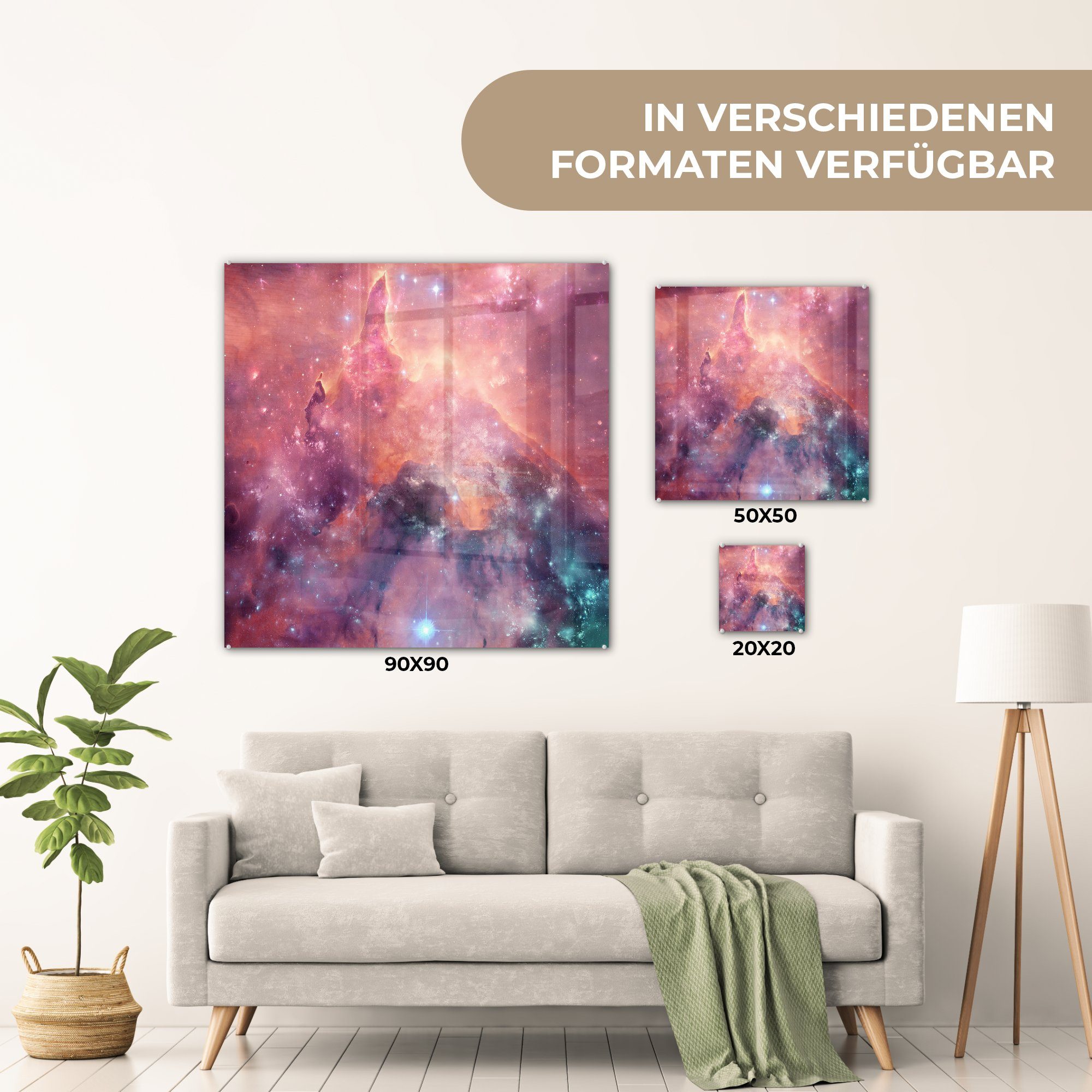 St), - Sterne Weltraum Glasbilder Foto Bilder - Wandbild Glas MuchoWow auf auf Universum, Wanddekoration Acrylglasbild - - Glas - (1