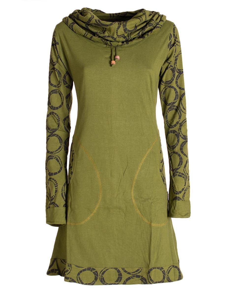 Jerseykleid Langarm Kleid Schal-Kleid Winterkleider Baumwollkleid
