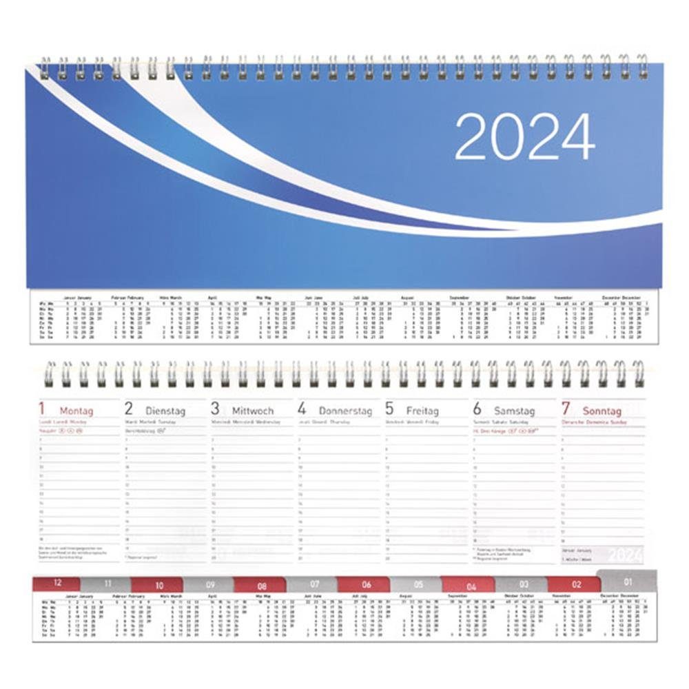 Idena Querkalender Tischquerkalender 2024 Premium Blau 298 x 105 mm, 128  Seiten Wochenplaner Querkalender