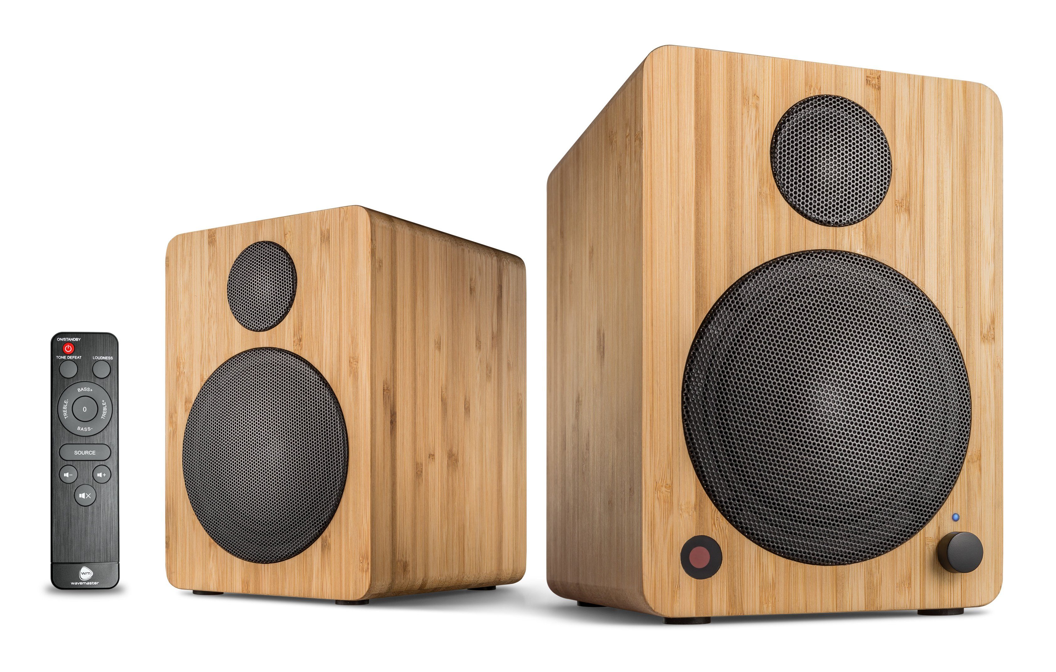 (Bluetooth, Subwoofer-Ausgang) Wavemaster Auto 2.0 Switch, 36 Bamboo CUBE Regal-Lautsprecher MINI IR-Fernbedienung, W,