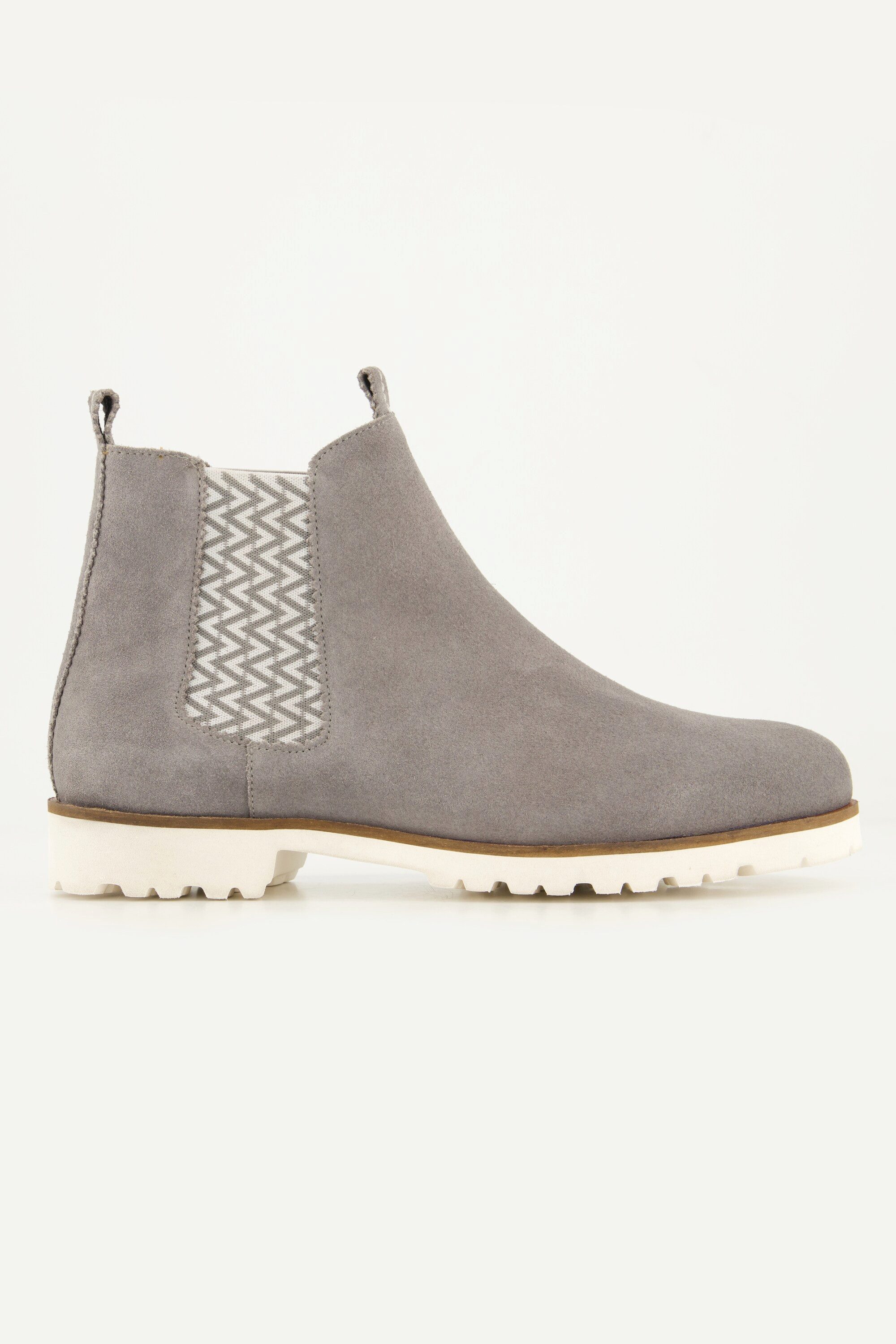 Ulla Popken Suede-Chelseaboots Mustereinsatz Wechselfußbett Stiefelette