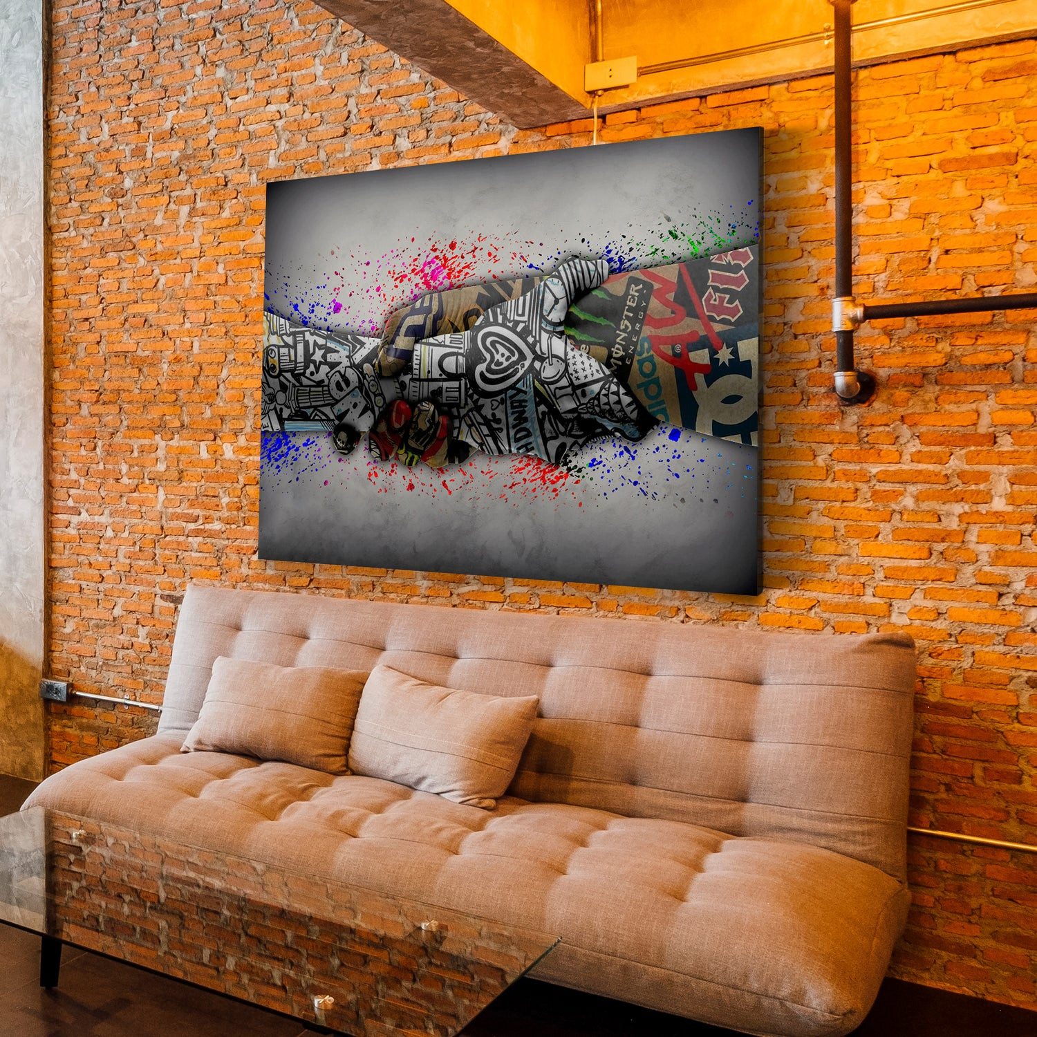 Artedinoi Leinwandbild Graffiti Street Art Hände Wandbild Leinwandbild Kunstdruck XL Wanddeko, Hände, Graffiti