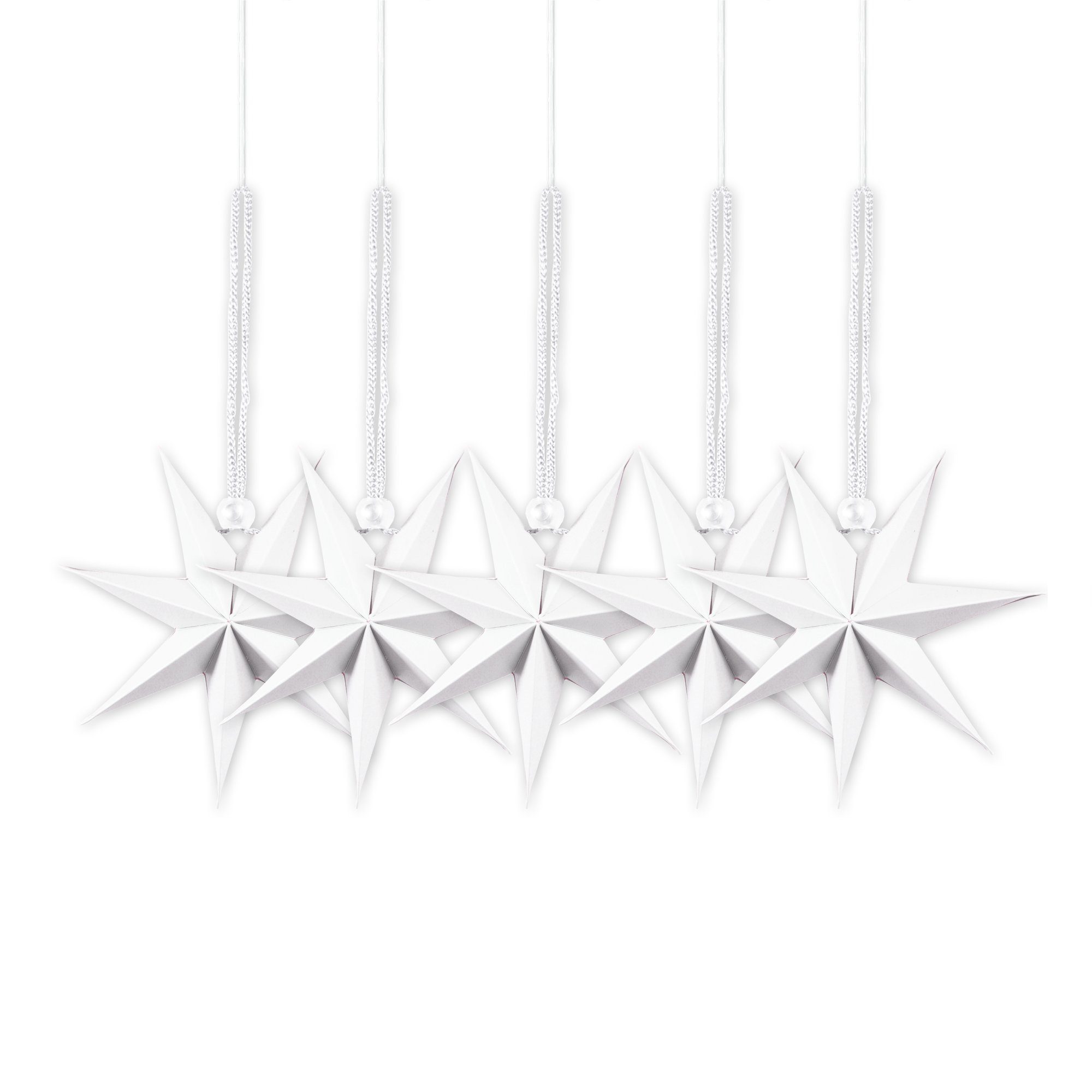 Frau WUNDERVoll Papiersterne 5 Faltsterne - matt weiß, Ø 15 cm, 7 Zacken