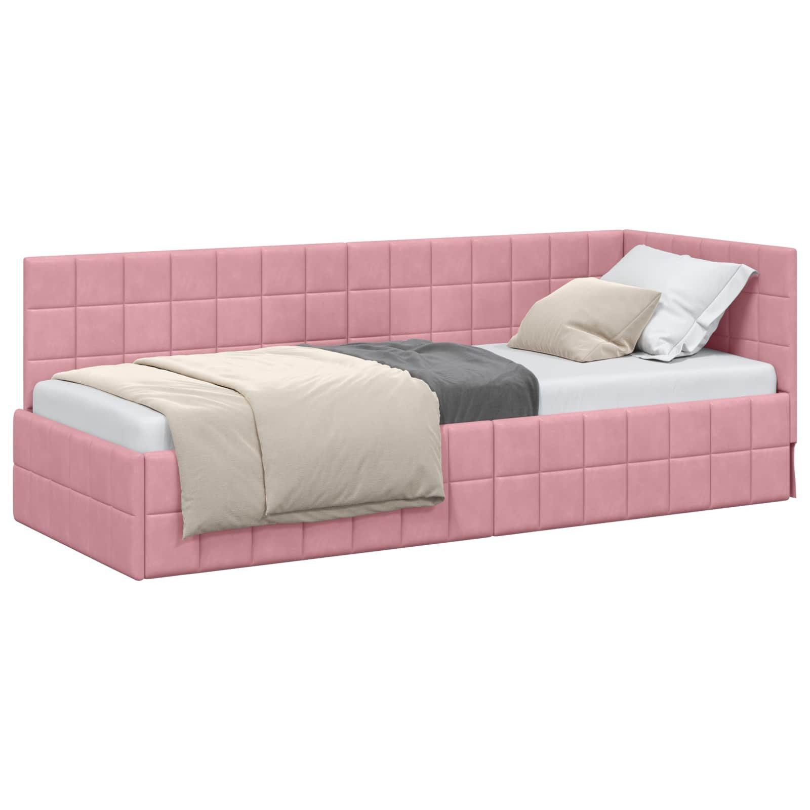 vidaXL Bett Eckbettgestell mit Kopfteil Rosa 80 cm x 200 cm Samt (1-tlg) günstig online kaufen
