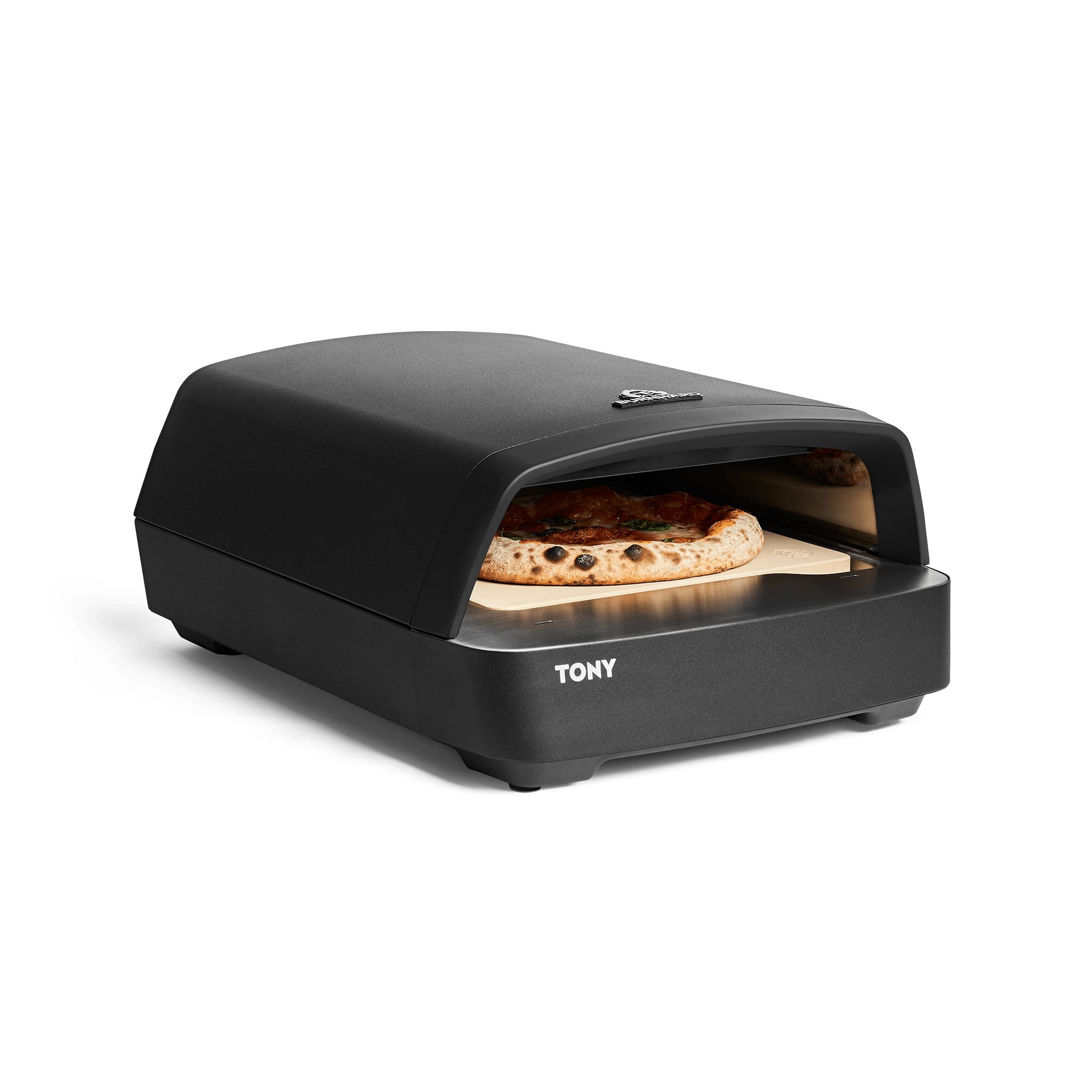 BURNHARD Gas-Pizzaofen, TONY, 450 °C, Tragbarer 5,9 kW Outdoor Ofen für Pizza, Cordierit-Pizzastein 33 cm