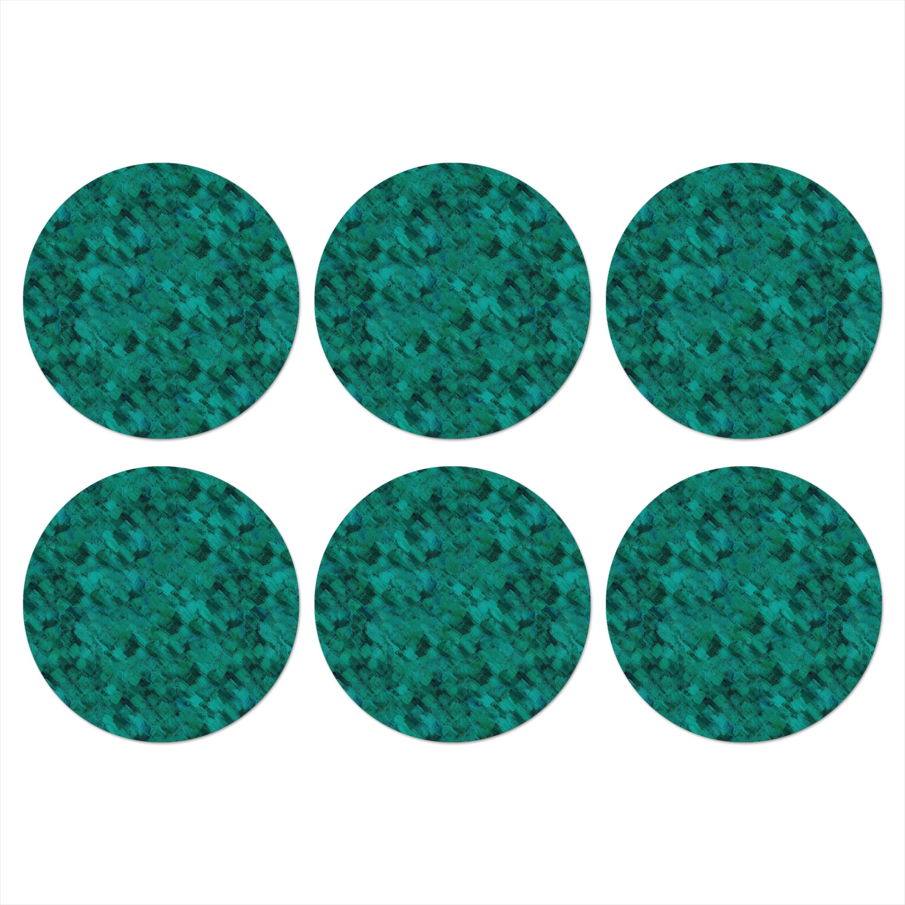 MuchoWow Glasuntersetzer Fließend - Öl - Farbe - Grün, Zubehör für Gläser, 6-tlg., Getränkeuntersetzer, Rund, Tassenuntersetzer Kork, 10x10 cm