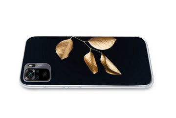 MuchoWow Handyhülle Blätter - Zweig - Gold - Luxus, Phone Case, Handyhülle Xiaomi Redmi Note 10, Silikon, Schutzhülle