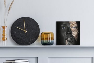 OneMillionCanvasses® Leinwandbild Frau - Blattgold - Schwarz - Haut - Luxus, (1 St), Leinwand Bilder für Wohnzimmer Schlafzimmer
