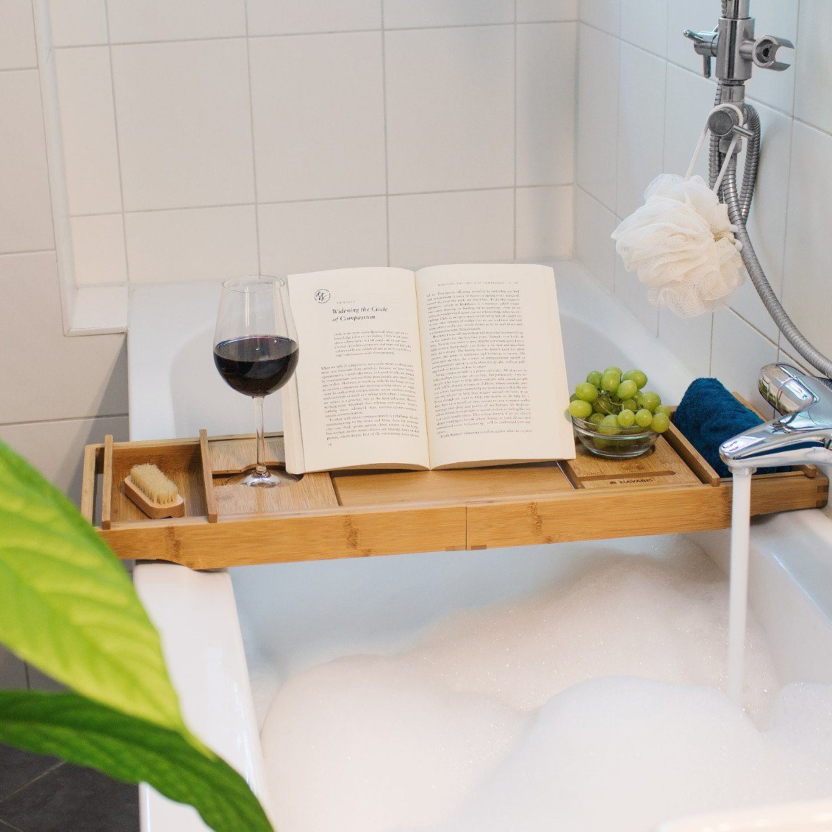 Navaris Badewannenablage Frühstückstablett ausziehbar für Badewanne aus Bam günstig online kaufen