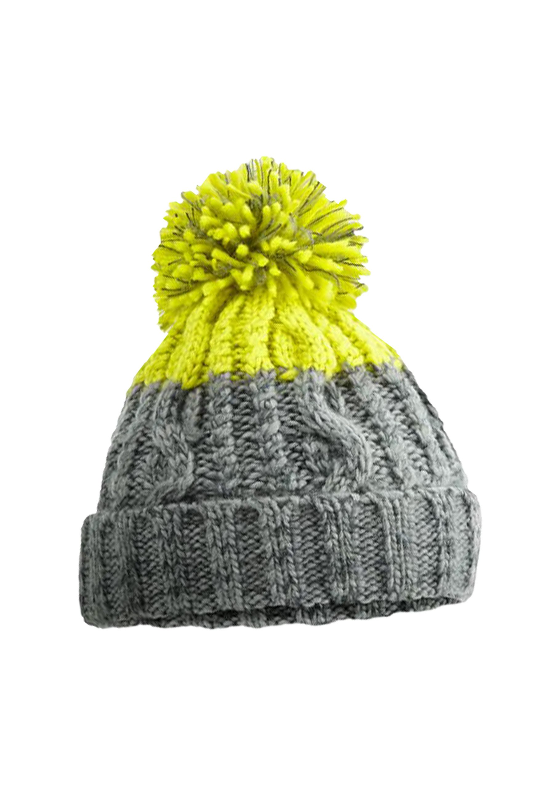 Yuhu Bommelmütze Wintermütze Unisex mit Fleecefutter, Strickmütze mit Bommel