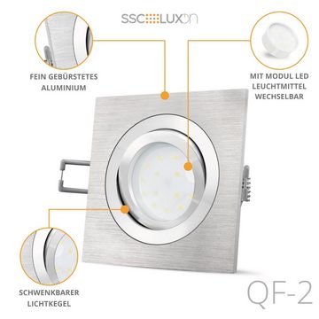 SSC-LUXon LED Einbaustrahler QF-2 Alu LED Einbaustrahler flach, schwenkbar & dimmbar mit LED, Neutralweiß