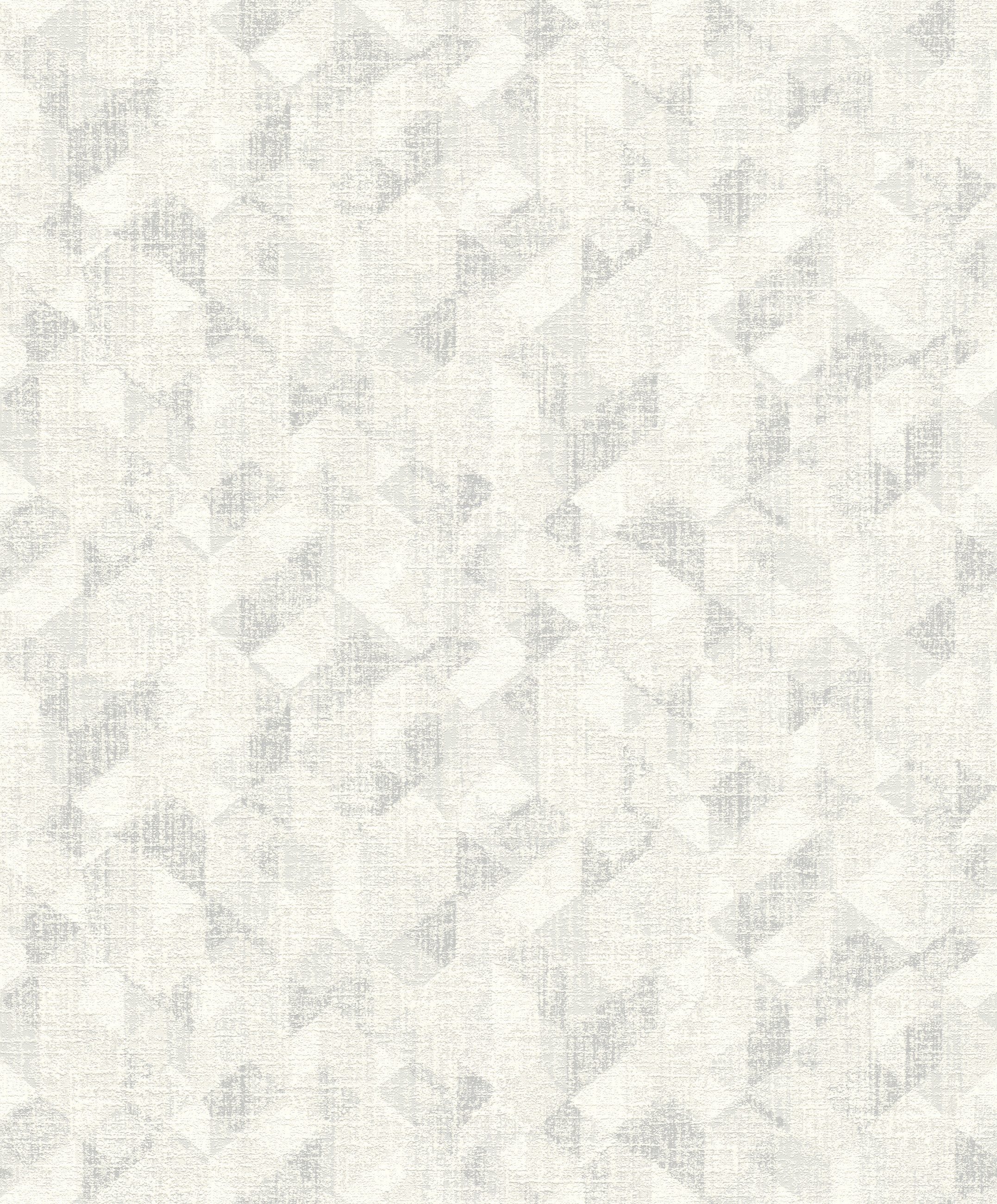Rasch Vliestapete Geometrisch mit Dreiecken, Rauten & Vierecken - Vliestapete Grau, strukturiert, glänzend, grafisch, (1 Rolle, 1 St., 10,05 m x 0,53 m), Lichtbeständige Farben - Feucht abwischbar - Restlost abziehbar