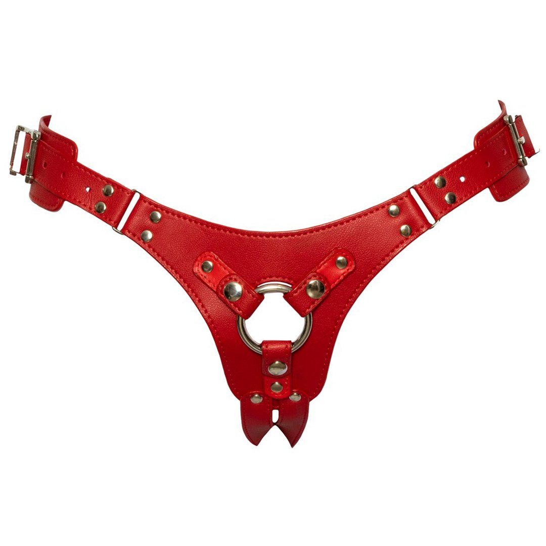 Bad Kitty Strap-on-Dildo Strap-on Gürtel mit rot Metallring Kunstleder - aus