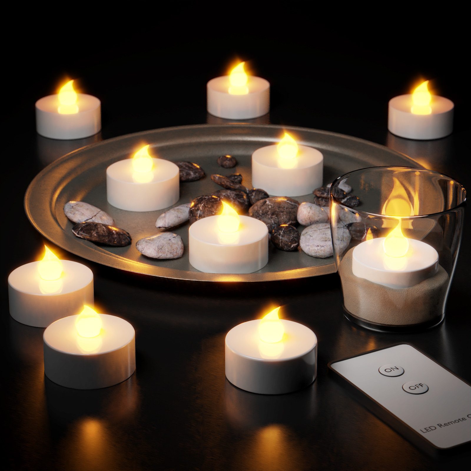 monzana LED-Kerze, +300H elektrisch flackernd Fernbedienung Batterien 30xTeelichter 3,7CM