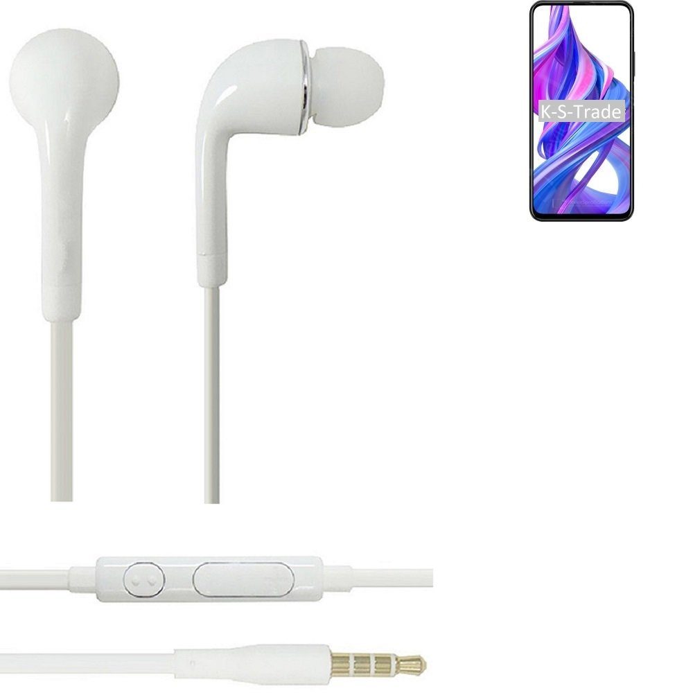 K-S-Trade für Huawei Honor 9x Pro In-Ear-Kopfhörer (Kopfhörer Headset mit Mikrofon u Lautstärkeregler weiß 3,5mm)