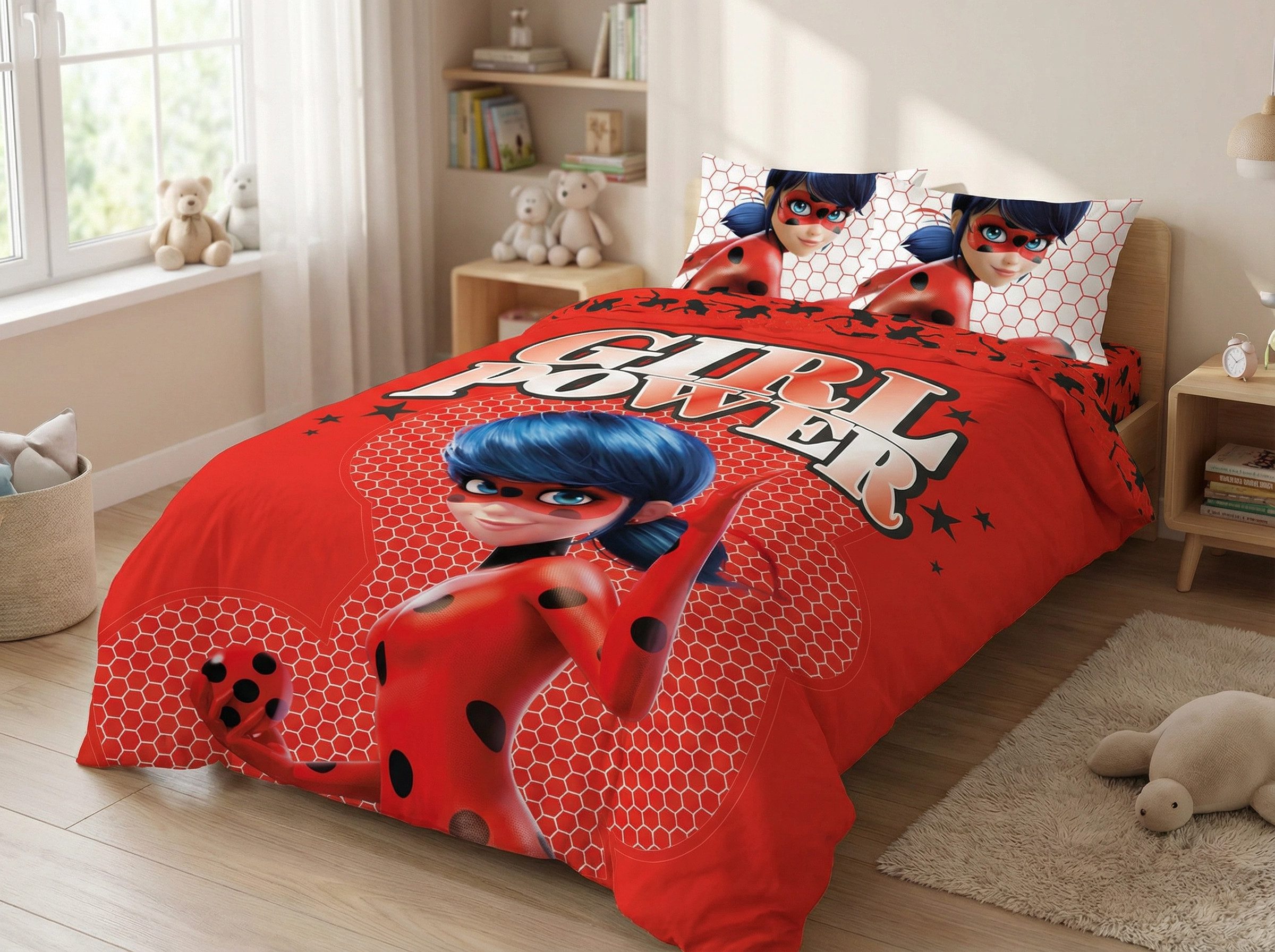Miraculous - Ladybug Bettwäsche Miraculous Ladybug Kinder Bettwäsche Set, Mikrofaser, 135-140 x 200 Deckenbezug - 63x63 cm Kissenbezug