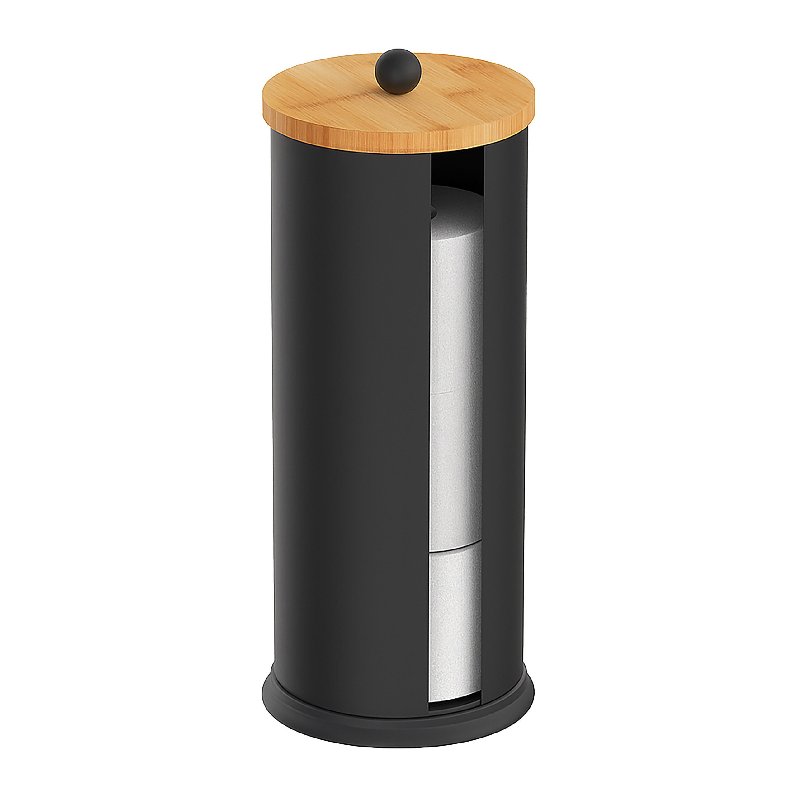relaxdays Toiletten-Ersatzrollenhalter Toilettenpapier Aufbewahrung 3 Rollen (1-St), schwarz