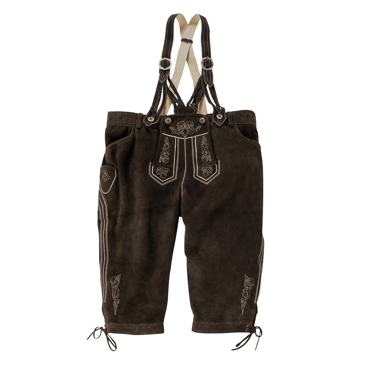 Trachtenlederhose XXL Lekra dunkelbraune Trachten-Kniebund-Lederhose