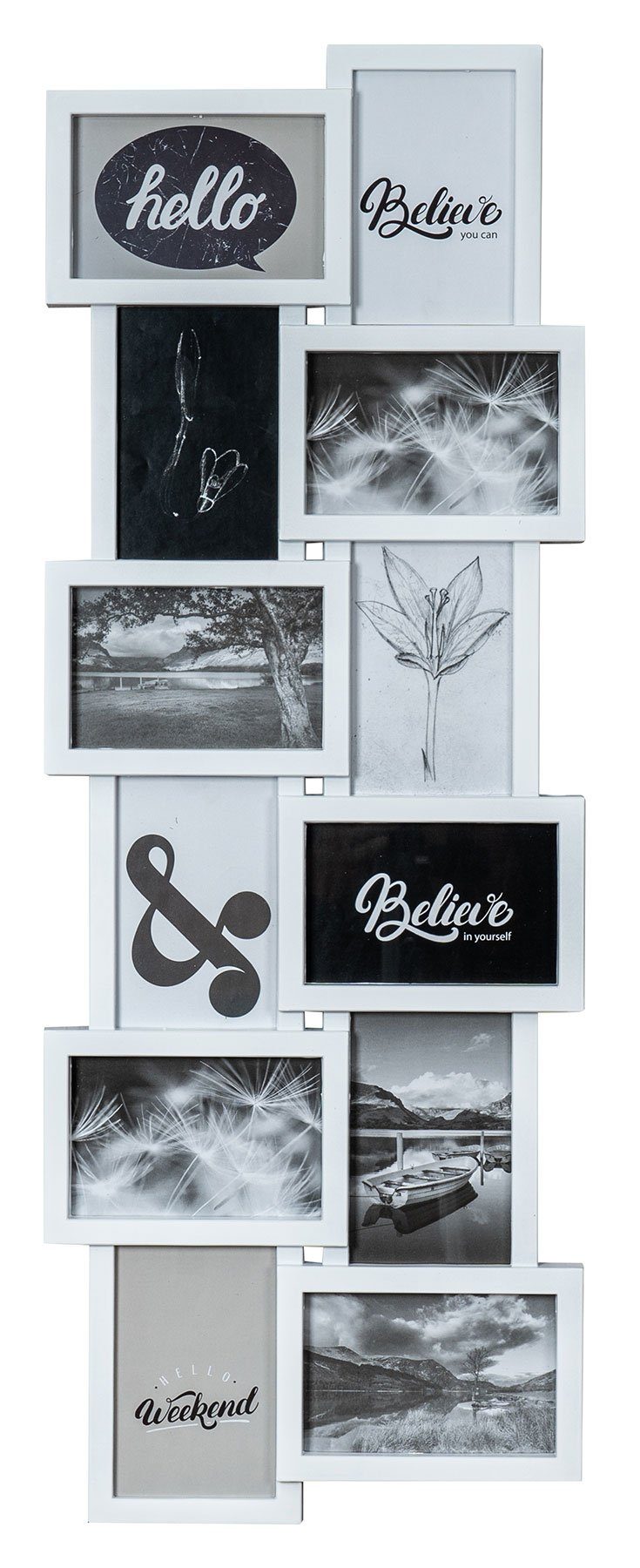 Levandeo® Bilderrahmen Collage, Bilderrahmen Weiß 12 Fotos 32x83cm Galerie günstig online kaufen