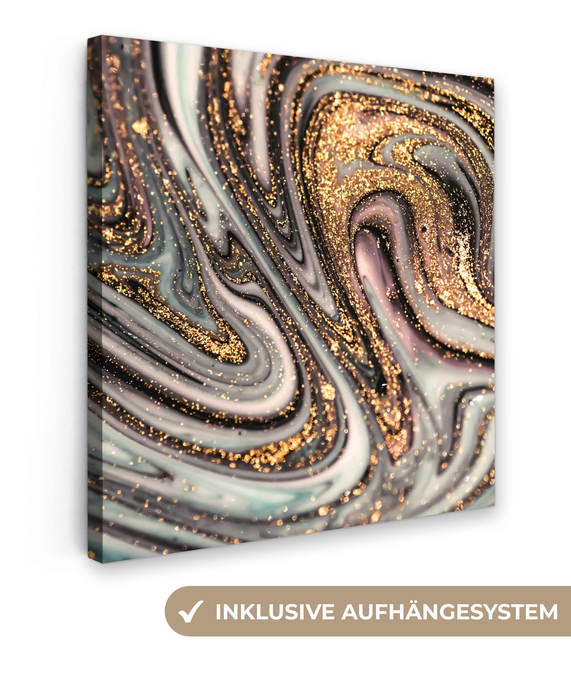 OneMillionCanvasses® Leinwandbild Marmoroptik - Gold - günstig online kaufen
